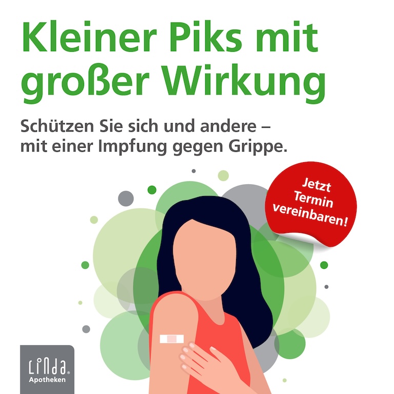 Kleiner Piks mit großer Wirkung. Schützen Sie sich und andere – mit einer Impfung gegen Grippe. Jetzt Termin vereinbaren!